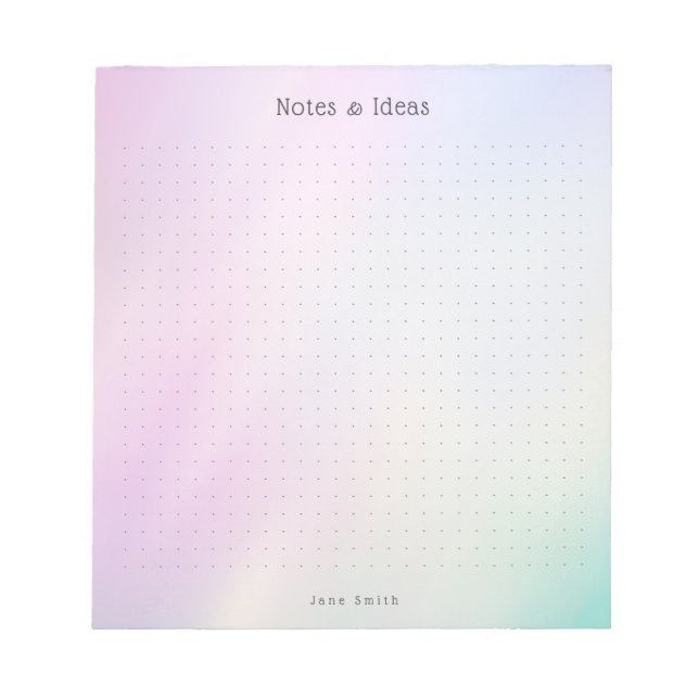 Bloco De Notas Personalized Pastel Gradient aesthetic dot Grid (Frente)