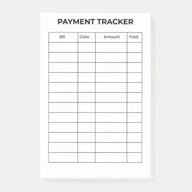 Bloco De Notas Personalized Payment Tracker  (Frente)