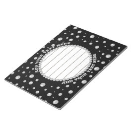 Bloco De Notas Personalized Photo with Pearls Circle on Black