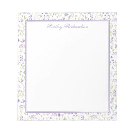 Bloco De Notas Personalized Purple Floral Notepad