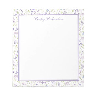 Bloco De Notas Personalized Purple Floral Notepad