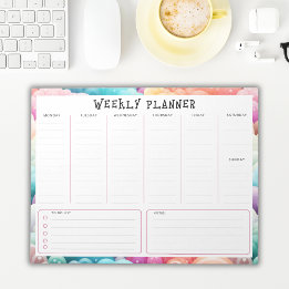 Bloco De Notas Personalized Rainbow Cloud Border, Weekly Planner