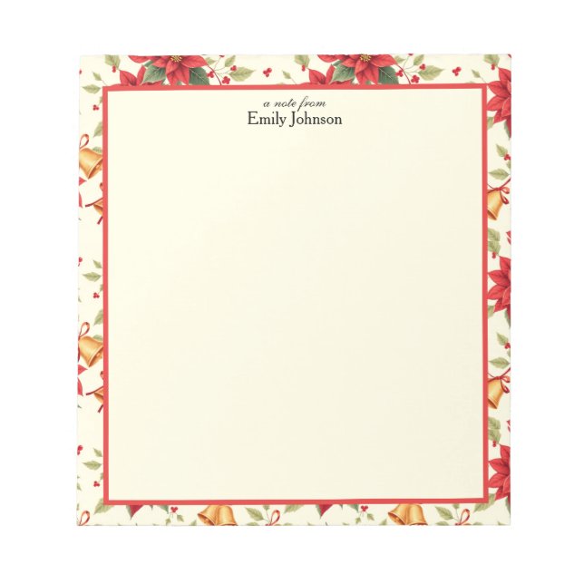 Bloco De Notas Personalized Retro Christmas Floral Stationery  (Frente)