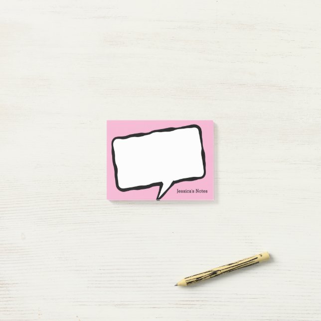 Bloco De Notas Personalized speech bubble pink Post-it® notes (Na mesa)