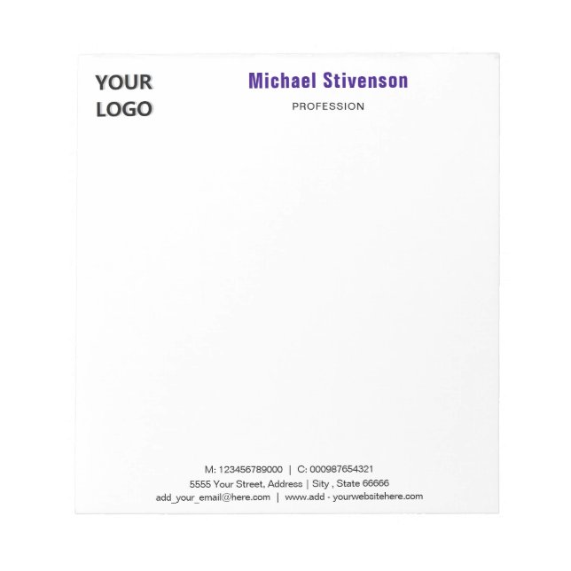 Bloco De Notas Personalized Stationery Branded Business Notepad (Frente)