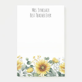 Bloco De Notas Personalized Sunflower Flower Teacher Appreciation