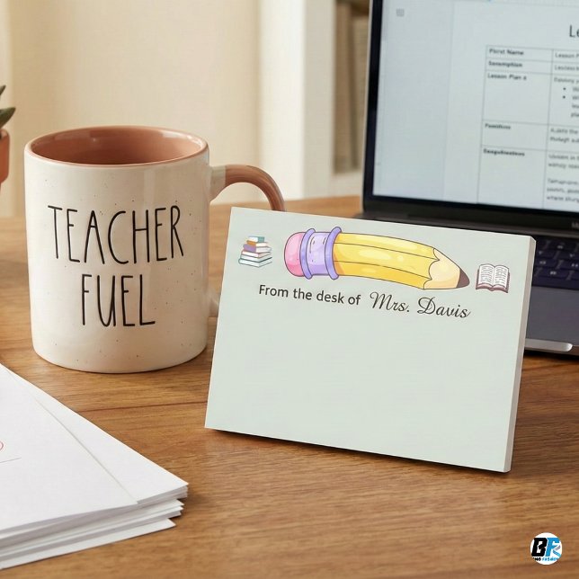 Bloco De Notas Personalized Teacher From The Desk Of Pencil & Bk (Criador carregado)