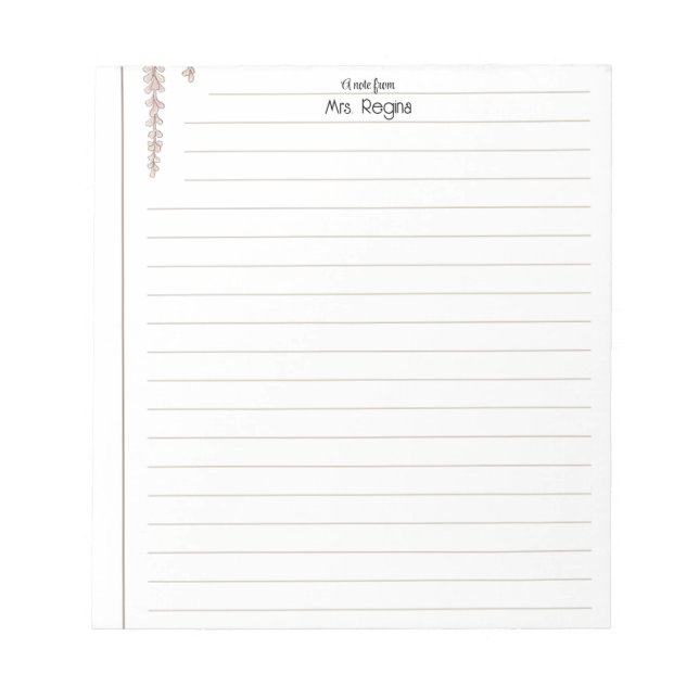 Bloco De Notas Personalized Teacher lined paper cute notepad (Frente)