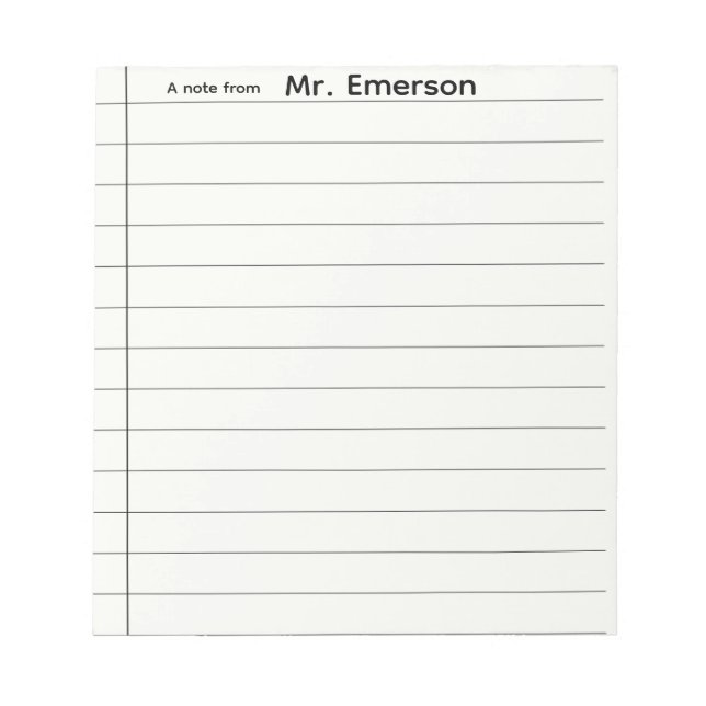 Bloco De Notas Personalized Teacher Lined Paper Notepad (Frente)