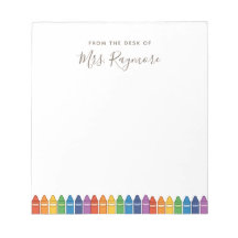 Personalized Teacher Notepad – Rainbow Crayon Appr