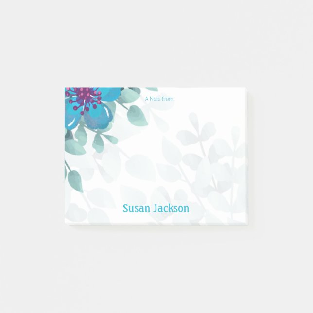 Bloco De Notas Personalized Turquoise Floral  (Frente)