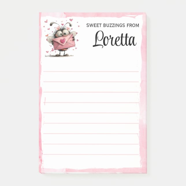 Bloco De Notas Personalized Valentine Bee Notepad (Frente)