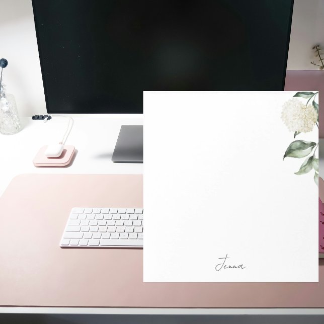 Bloco De Notas Personalized Watercolor Hydrangea (Criador carregado)