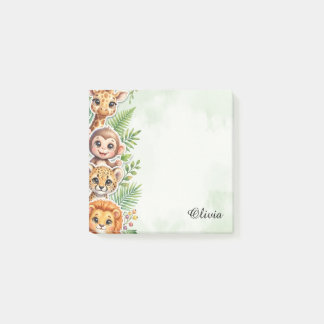 Bloco De Notas Personalized Watercolor Safari Animals Sticky Note