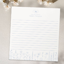 Bloco De Notas Personalized Wildflower Dusty Blue Desk Notepad