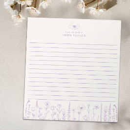 Bloco De Notas Personalized Wildflower Lavender Desk Notepad