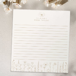 Bloco De Notas Personalized Wildflower Taupe Desk Notepad