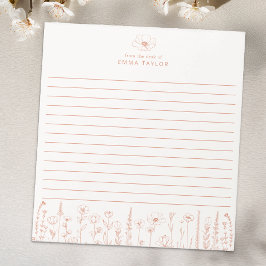 Bloco De Notas Personalized Wildflower Terracotta Desk Notepad