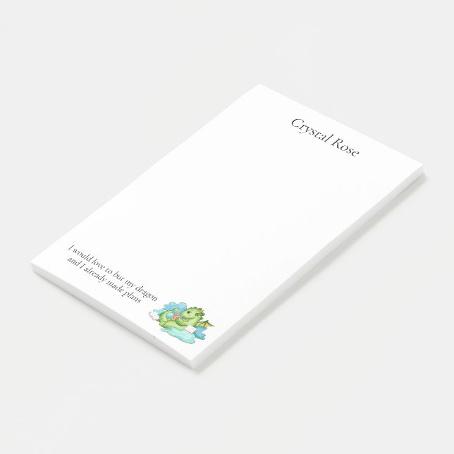 Bloco De Notas Personalizei meu dragão e já fiz planos (Inclinado)