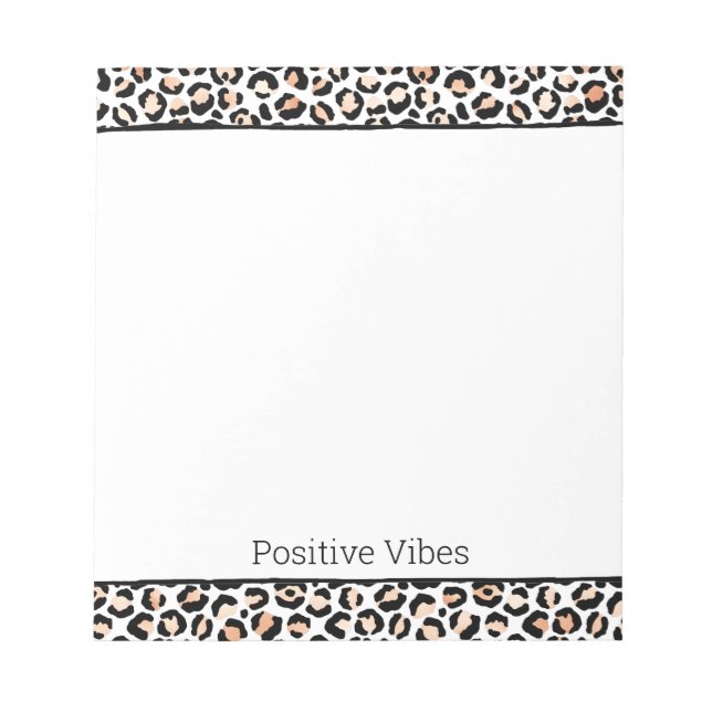 Bloco De Notas Pêssego Branco Impressão Preta-Leopardo (Frente)