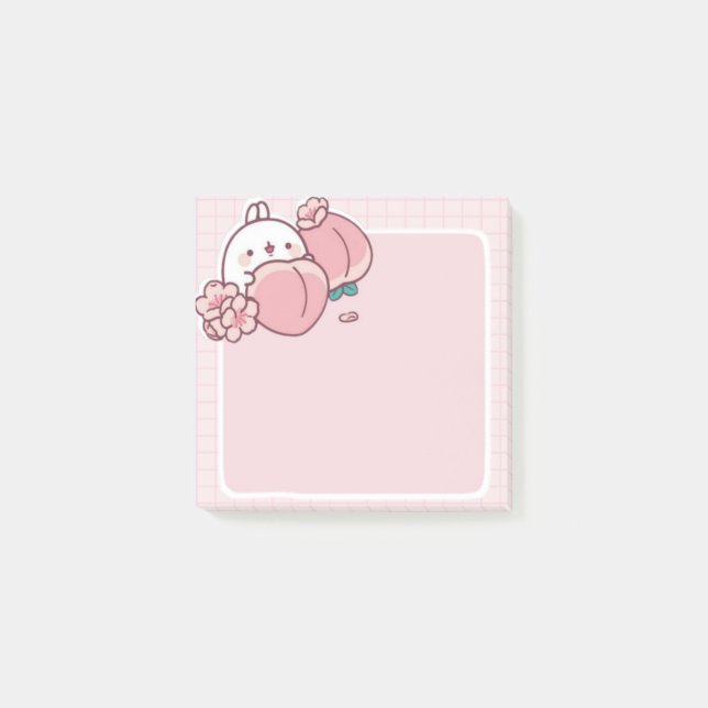 Bloco De Notas  pêssego kawaii flor de pêssego Sakura bunny rosa  (Frente)