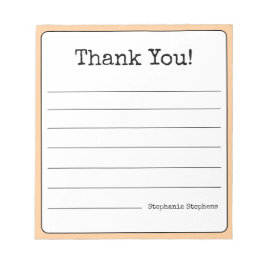 Bloco De Notas Pêssego Retro Obrigado Seu Nome Lined