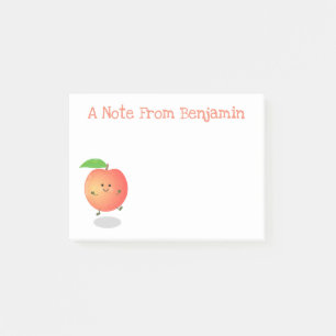 Bloco De Notas Pessegueiro feliz bonito, ilustração de desenho an
