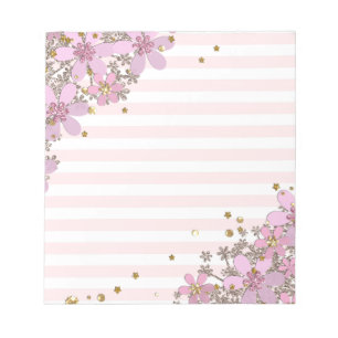 Bloco De Notas Pessoal, colorido, floral, decoração, ouro