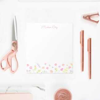 Bloco de Notas Pessoal Rosa Flor Silvestre Pastel