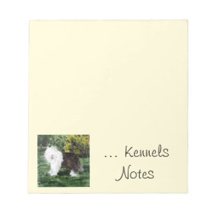 Bloco De Notas Pet Business Antigo Inglês Sheepdog Art Personaliz