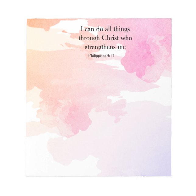 Bloco De Notas Philippians 4:13, bíblia verso (Frente)