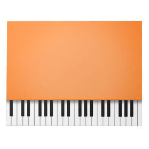 Bloco De Notas Piano Teclado Divertido Laranja 8,5x11 Música