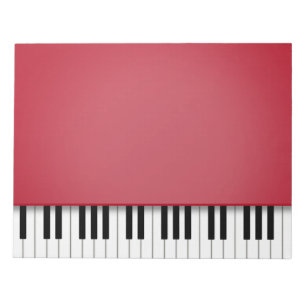 Bloco De Notas Piano Teclado Vermelho Vermelho 8,5x11 Música