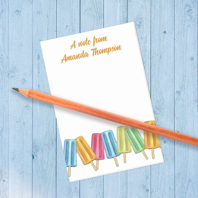 Bloco De Notas Picles Coloridos Personalizados da Aquarela (Colorful post it notes with summer popsicles)