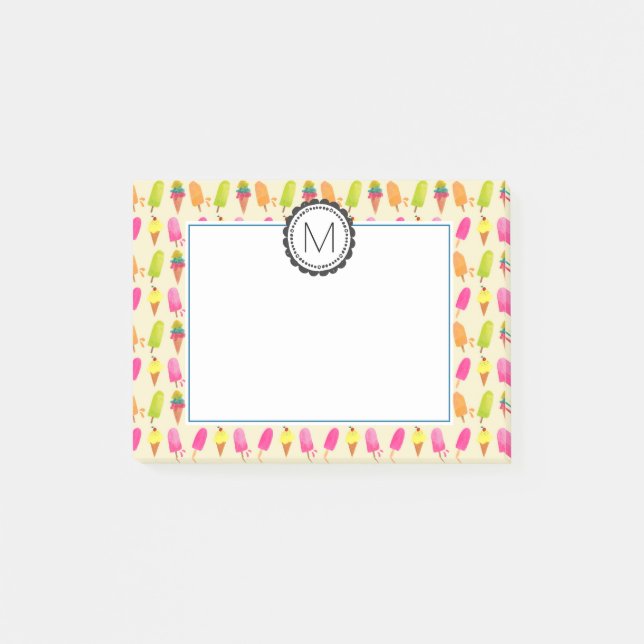 Bloco De Notas Picles e Monograma Personalizado Sorvete (Frente)