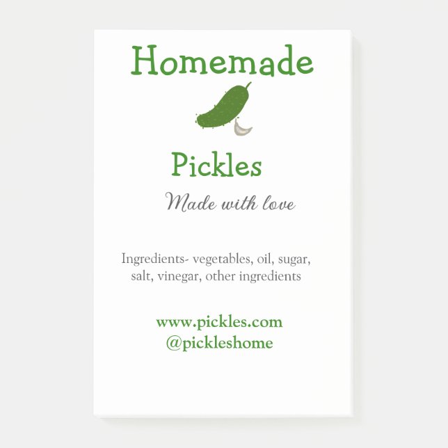 Bloco De Notas Picles feitos em casa com amor adicionar texto sit (Frente)