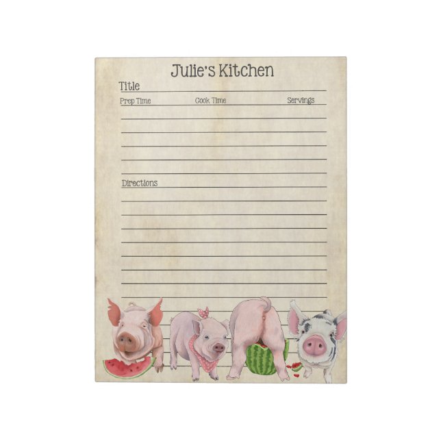 Bloco De Notas Pig Lover Recipiente Pad - Perfeito para compartil (Invertido)