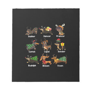 Bloco De Notas Pijamas de Natal para Cães Dachshund Camiseta Clás