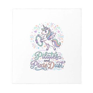 Bloco De Notas Pilates de Unicórnio e Poeira de Fada Fundo Branco
