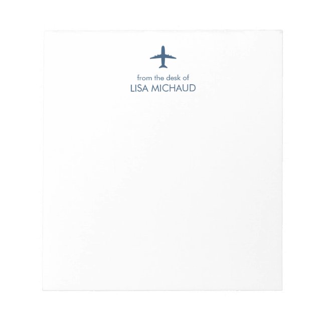 Bloco De Notas Piloto de Avião Moderno Personalizado (Frente)