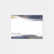 Pinceladas de aquarela azuis e douradas personaliz