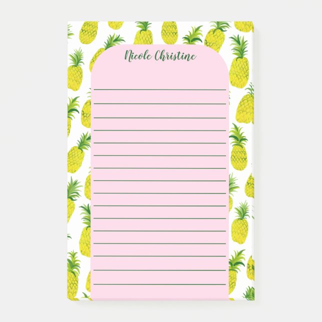 Bloco De Notas Pineapple Party Pattern PERSONALIZA A Aquarela de  (Frente)