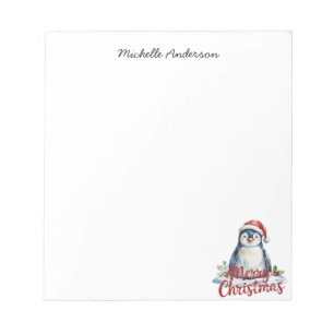Bloco De Notas Pinguim bonitinho personalizado no Natal do Papai