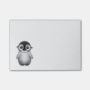 Bloco De Notas Pinguim bonito do bebê que veste vidros do olho