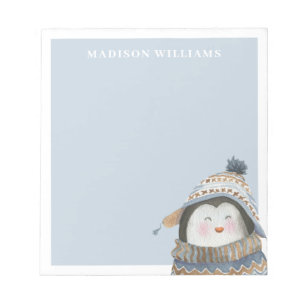 Bloco De Notas Pinguim Cód. Aquarela com Nome Personalizado