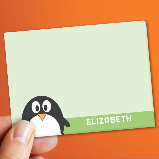 Bloco De Notas Pinguim de Desenho Animado Fofo - Nome Personaliza (Custom Post It Note Pad)