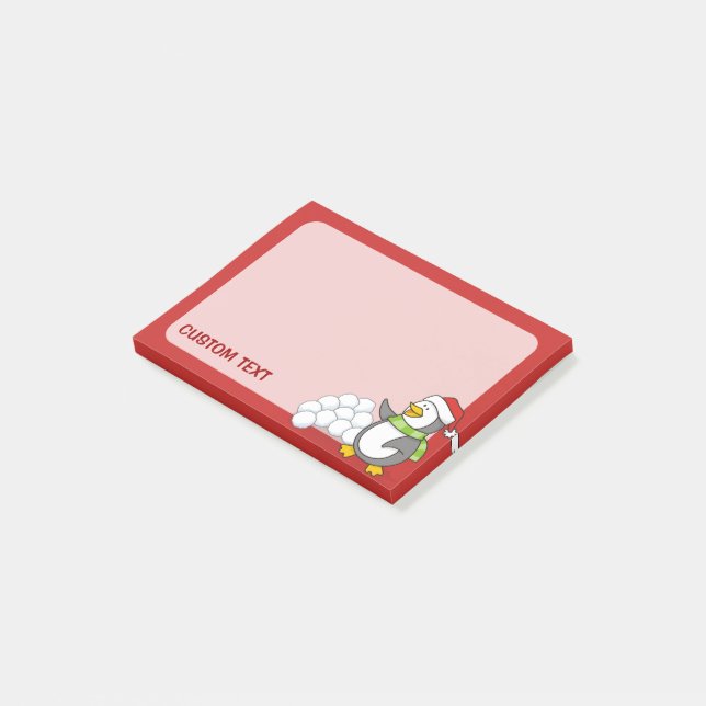 Bloco De Notas Pinguim de Natal com bolas de neve balançando (Inclinado)