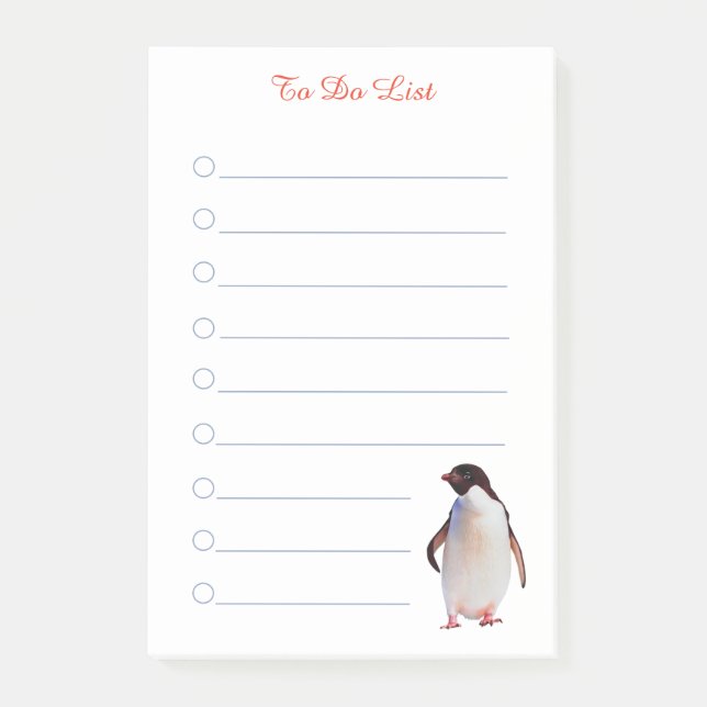 Bloco De Notas Pinguim e caligrafia em linhas brancas (Frente)