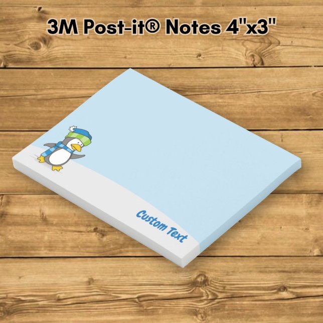 Bloco De Notas Pinguim Pequeno Caminhando na Neve Notas Post-it (Criador carregado)