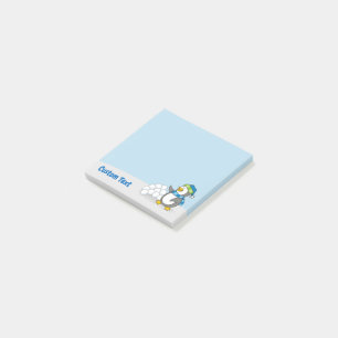 Bloco De Notas Pinguim pequeno com bolas de neve acenando